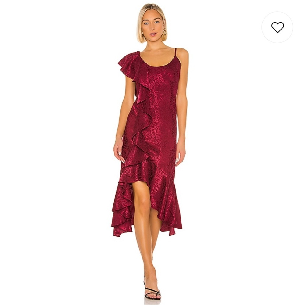 NWT House of Harlow Red Dress Tiered Ruffled Georgeta Dress Size XS Formal